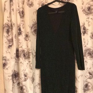 Long sleeve glitter evening gown